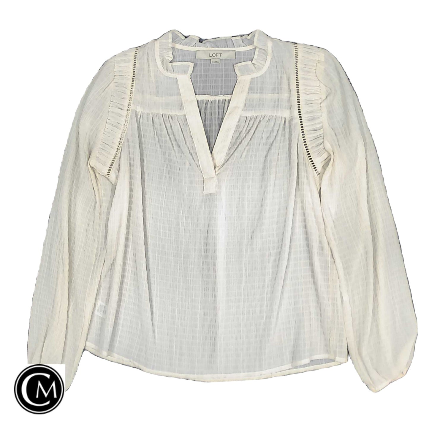 Blouse Ls By Loft In Cream, Size: Xs