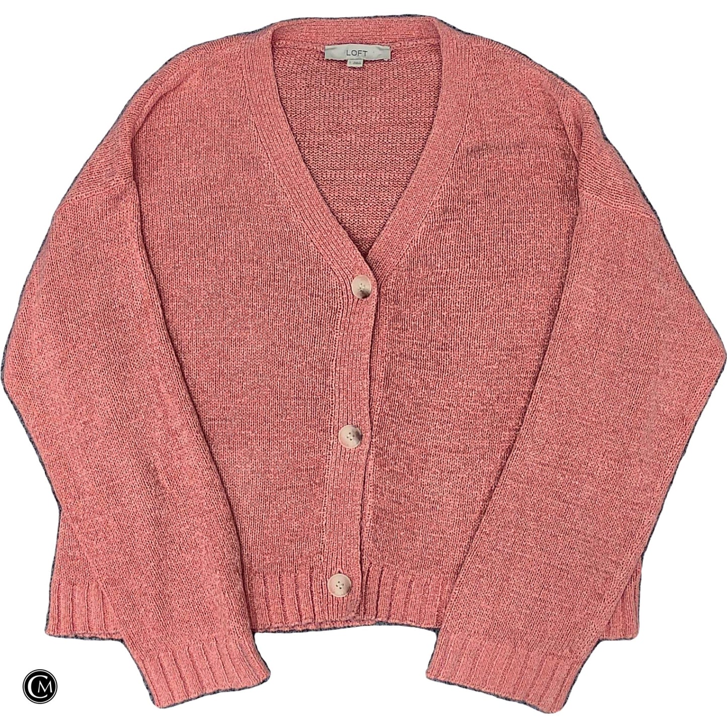 Sweater Cardigan By Loft In Pink, Size: L