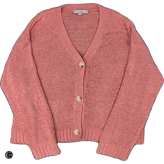 Sweater Cardigan By Loft In Pink, Size: L