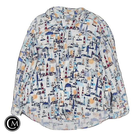 Top Ls By Chicos In Blue & White, Size: Xl