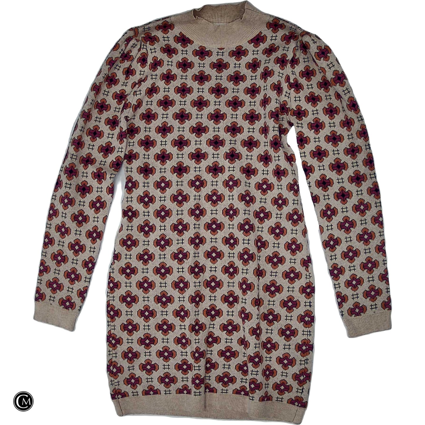 Dress Sweater By Vestique In Cream & Pink, Size: S