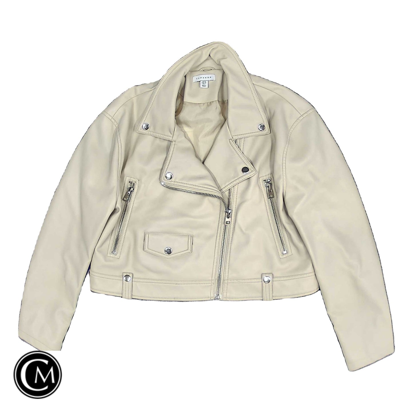 Jacket Moto By Top Shop In Cream, Size: 6