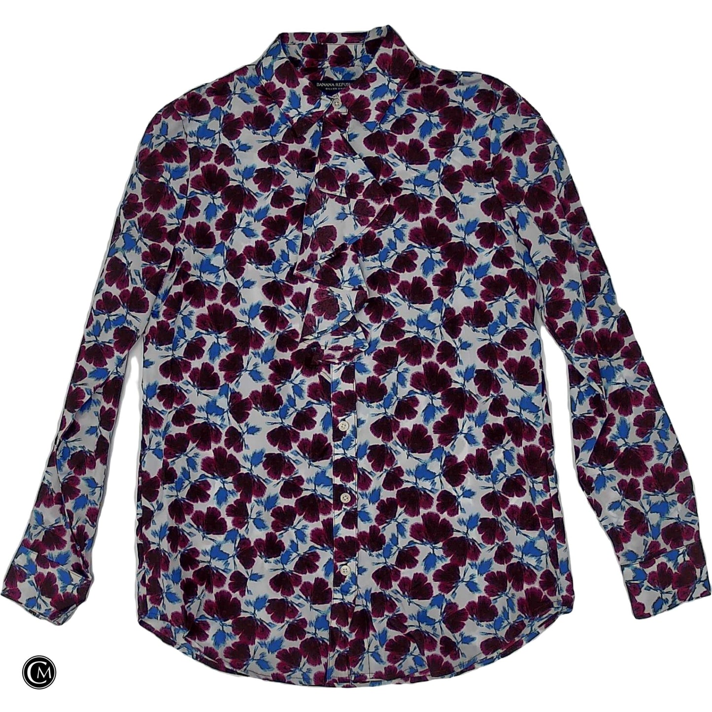 Blouse 3/4 Sleeve By Banana Republic In Blue & Purple, Size: Xs