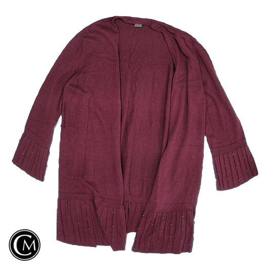 Sweater Cardigan By Chicos In Maroon, Size: Xl