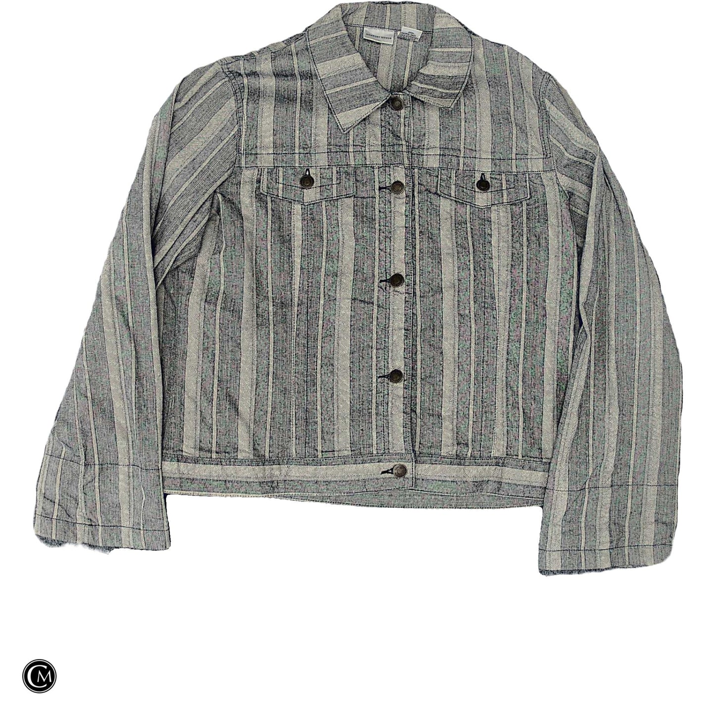 Jacket Denim By Newport News In Grey Denim, Size: L