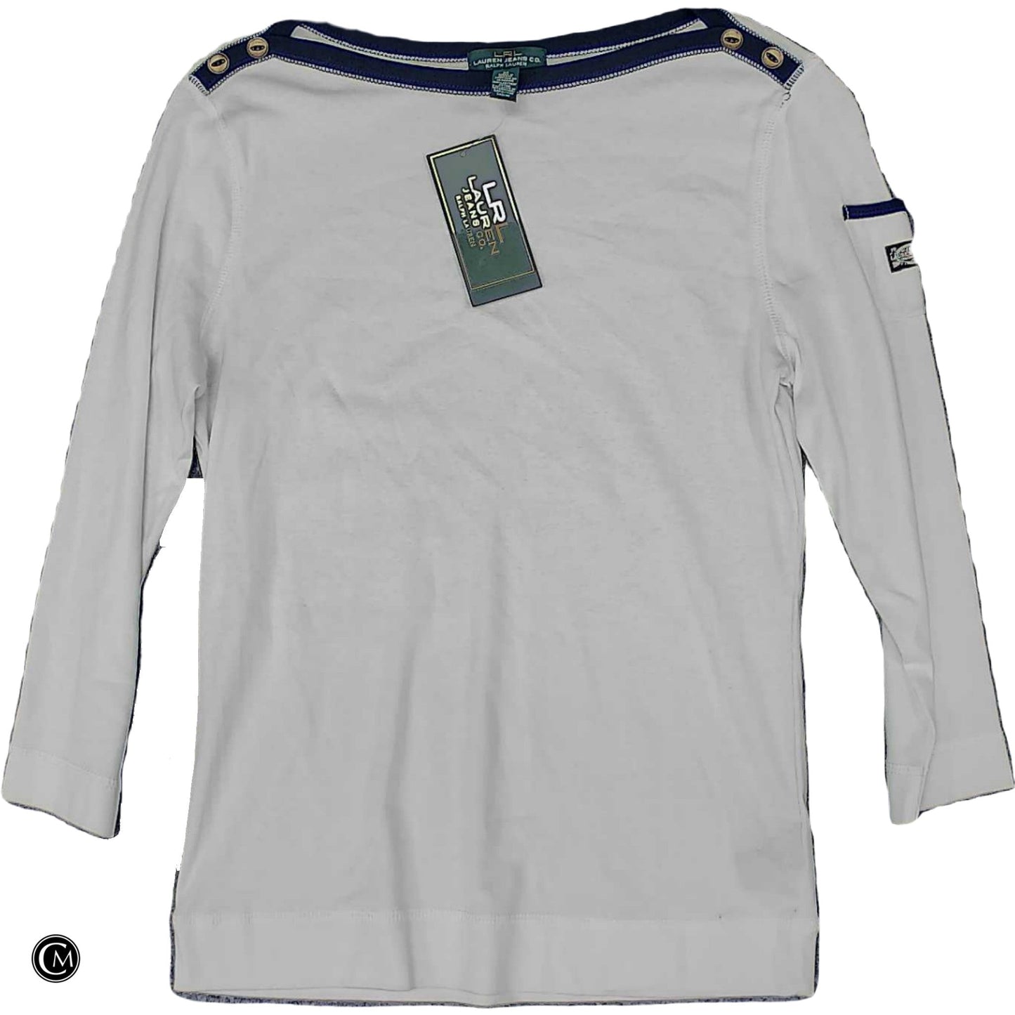 Top Ls By Lauren Jeans Co In Blue & White, Size: M image 1