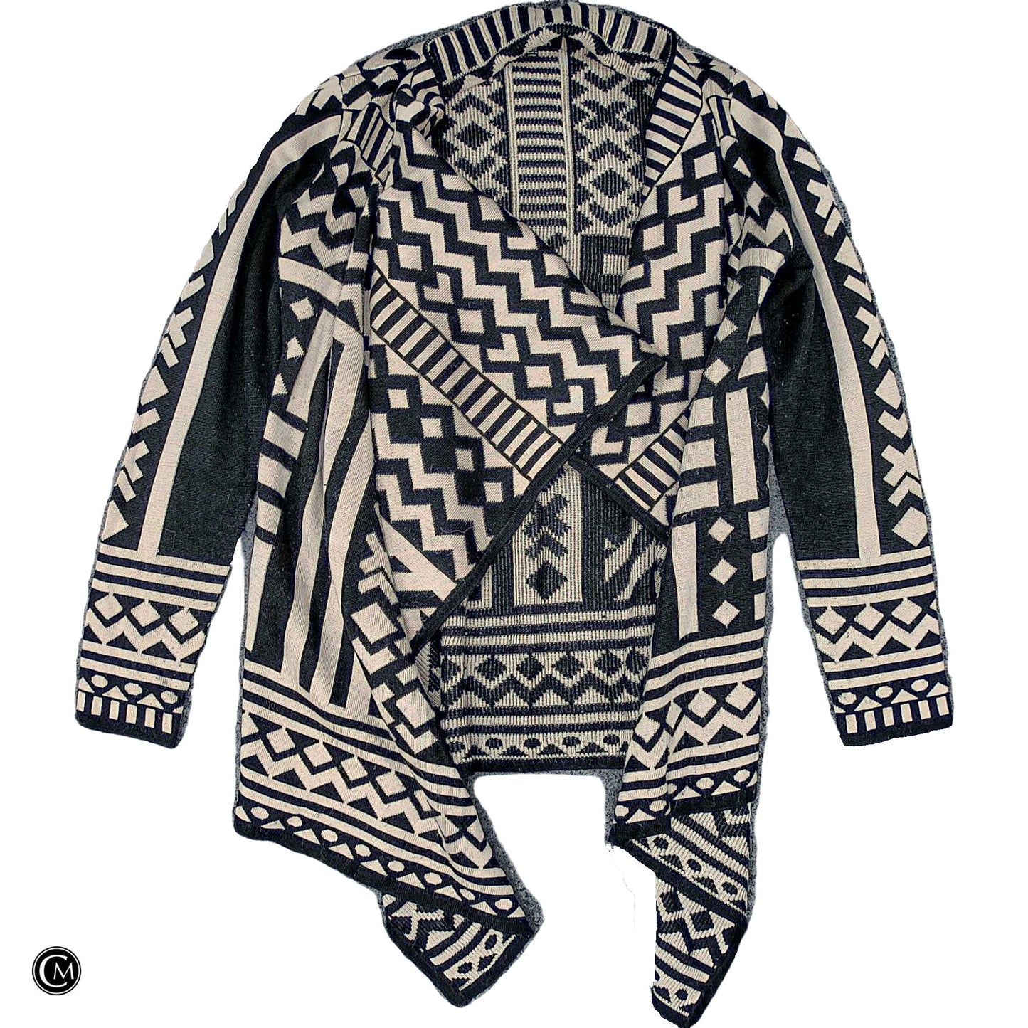 Sweater Cardigan By Sisters In Black & Brown, Size: S