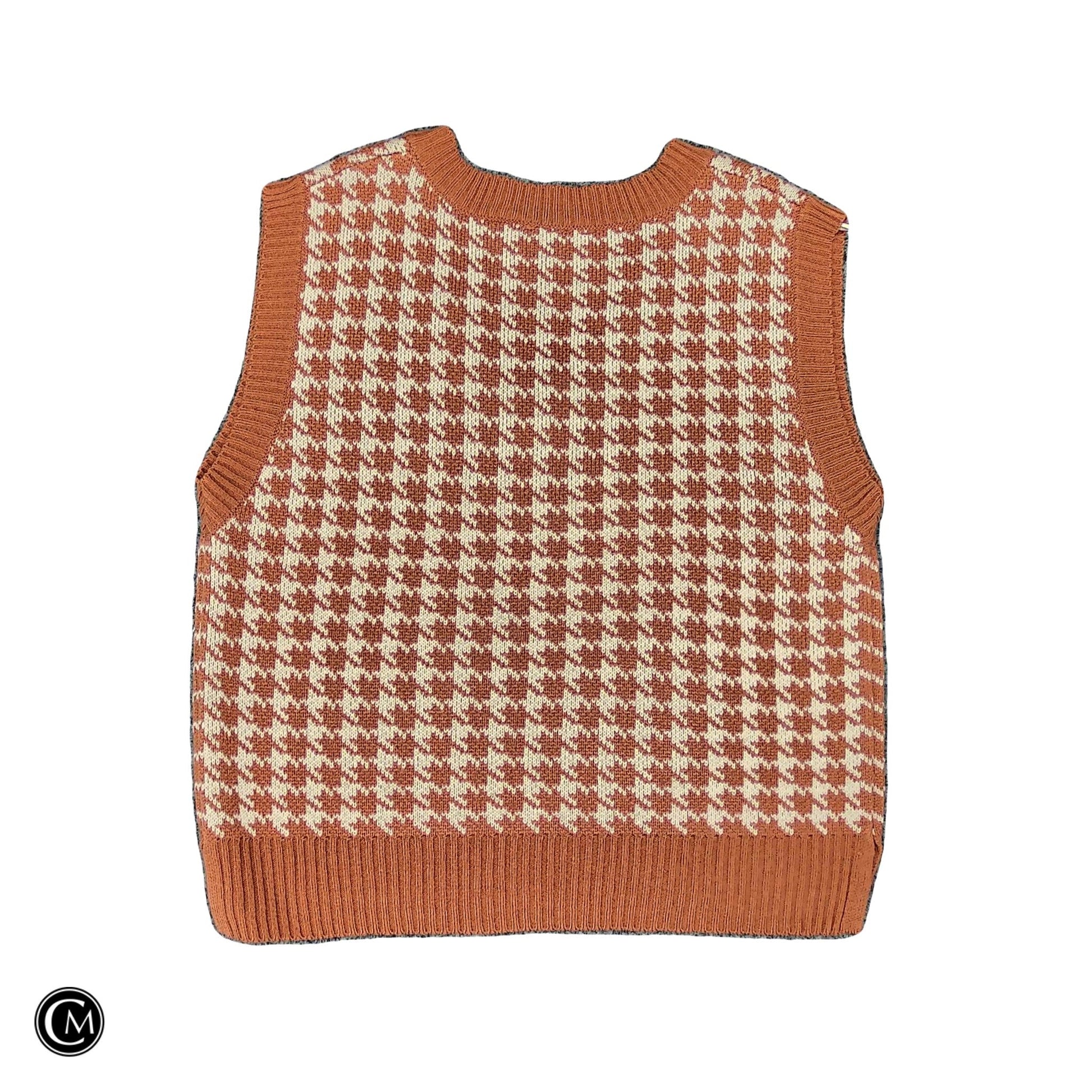 Vest Sweater By Double Zero In Orange & White, Size: L image 2