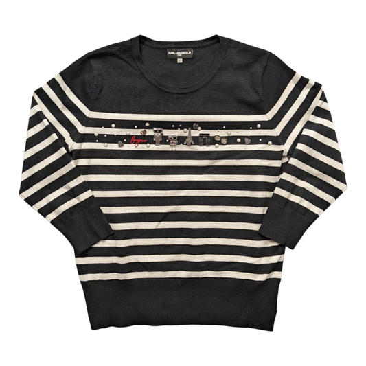Sweater Designer By Karl Lagerfeld In Black & White, Size:M