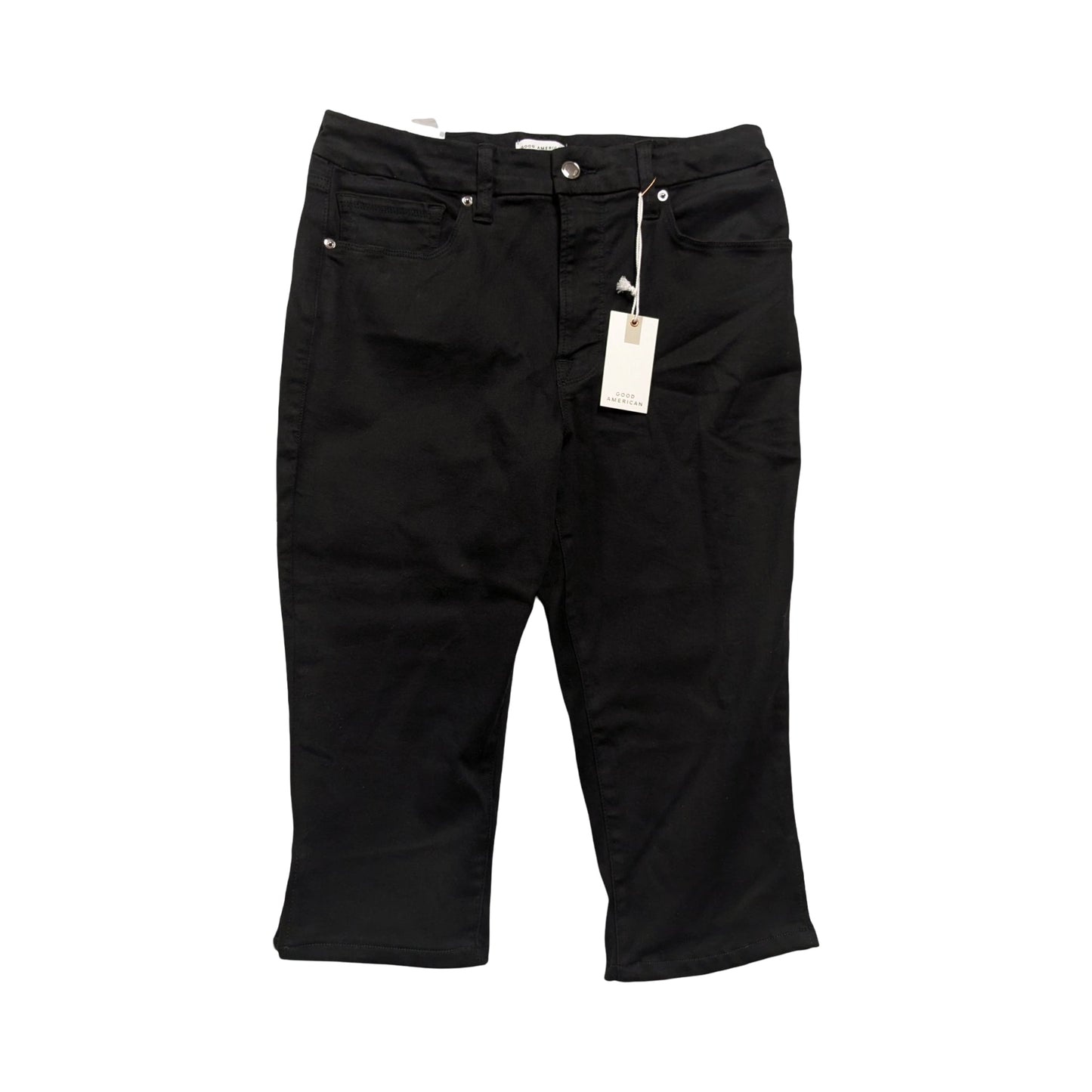 Jeans Cropped By Good American In Black Denim, Size:14