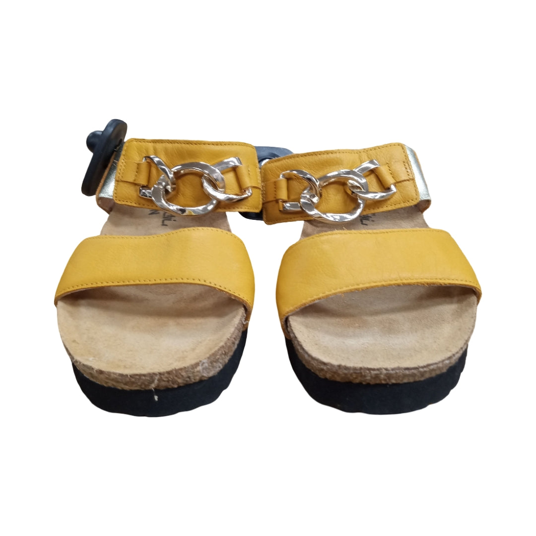 Sandals Heels Wedge By Naot In Yellow, Size:7