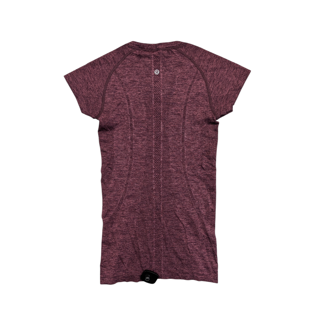 Athletic Top Ss By Lululemon In Maroon, Size:S