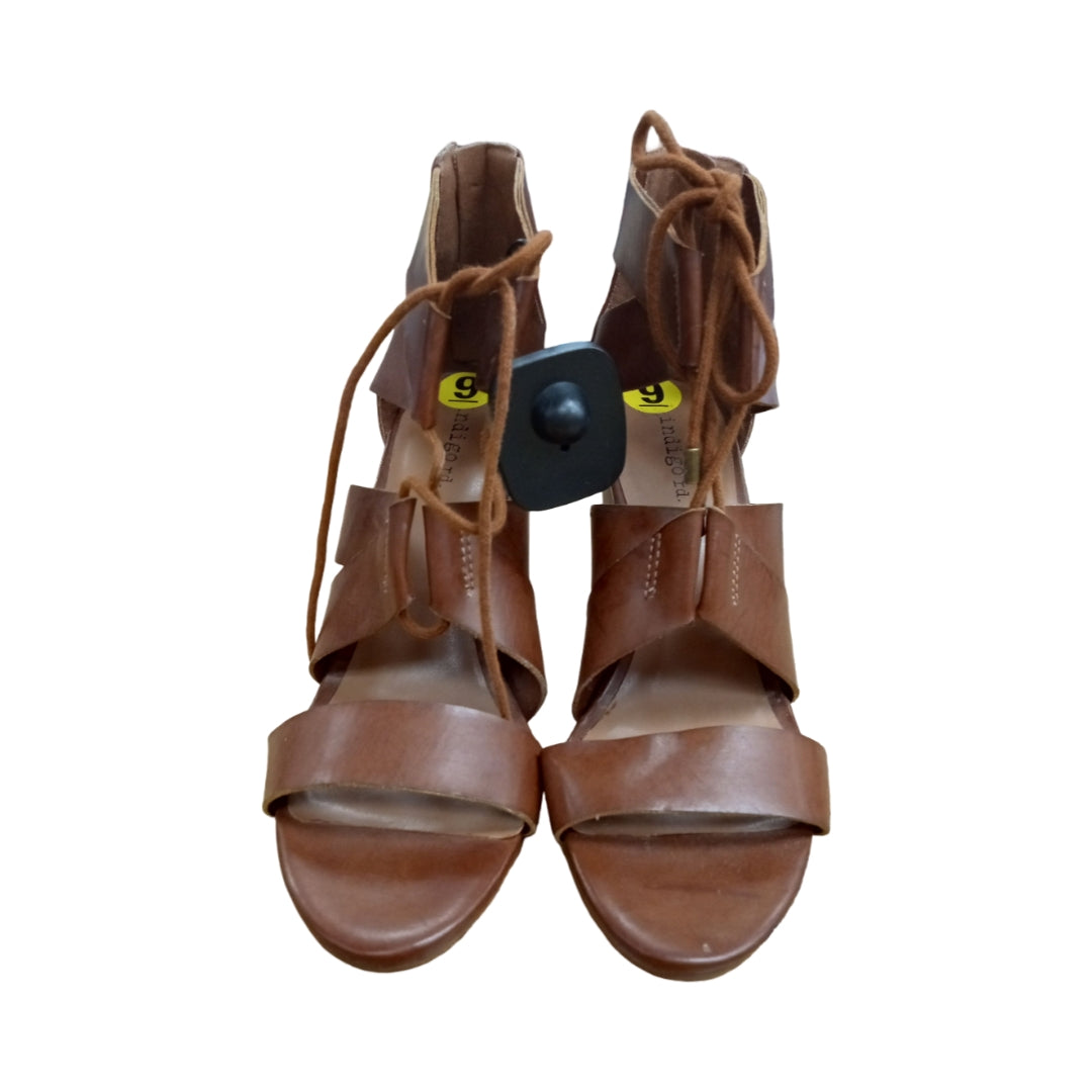Shoes Heels Block By Indigo In Brown, Size:9