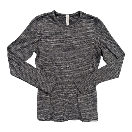 Athletic Top Ls Crewneck By Lululemon In Black & White, Size:8