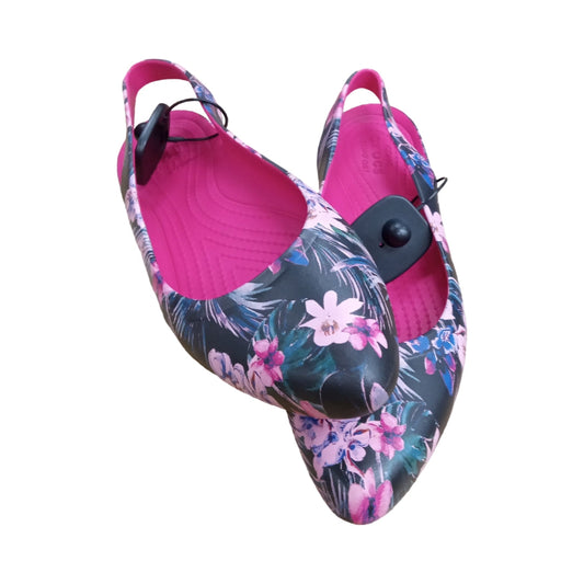 Shoes Flats By Crocs In Floral Print, Size:9