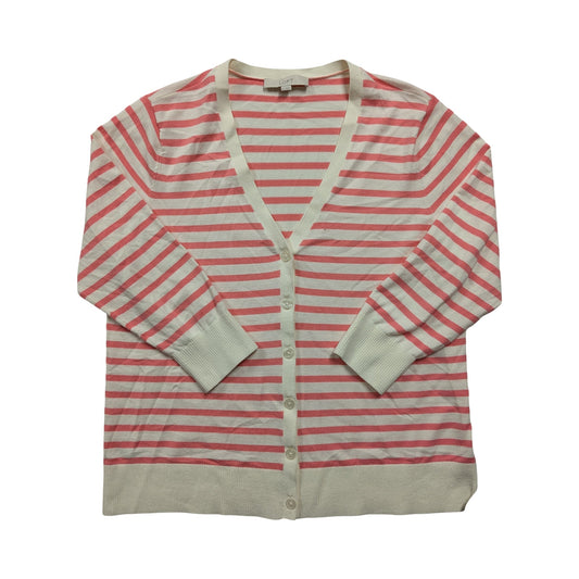 Sweater Cardigan By Loft In Striped Pattern, Size:Xl