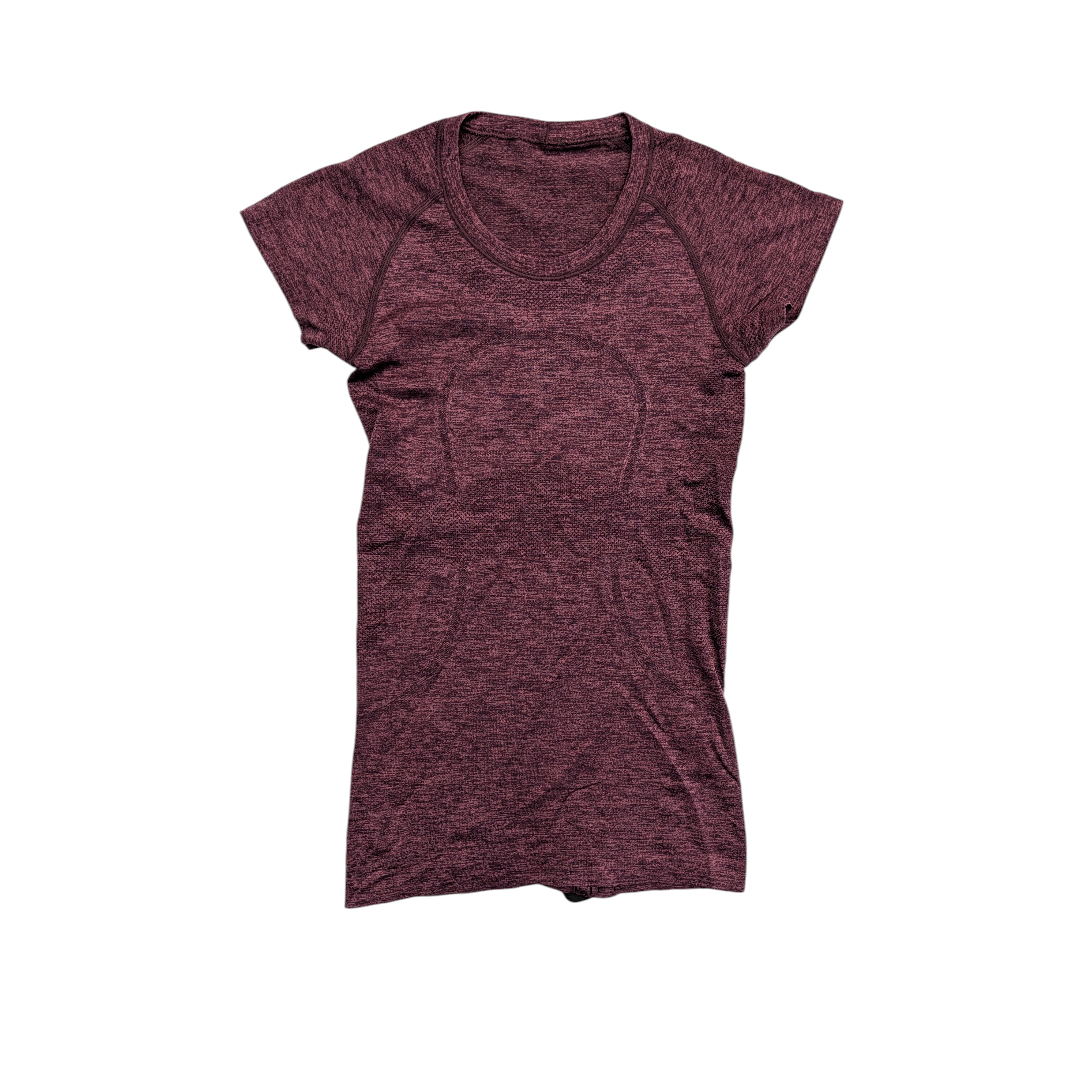 Athletic Top Ss By Lululemon In Maroon, Size:S