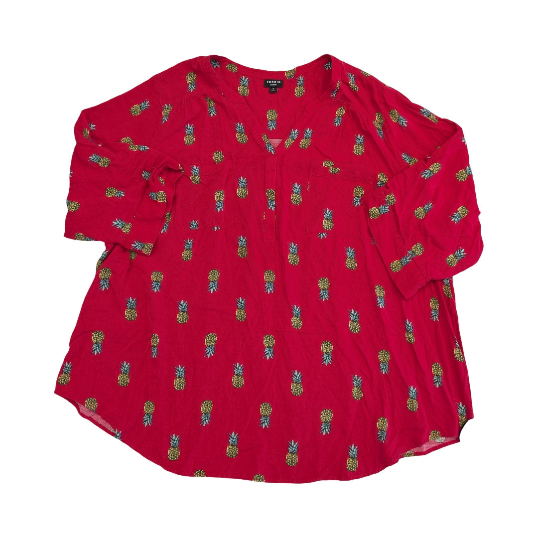Top 3/4 Sleeve By Torrid In Pink, Size:4X