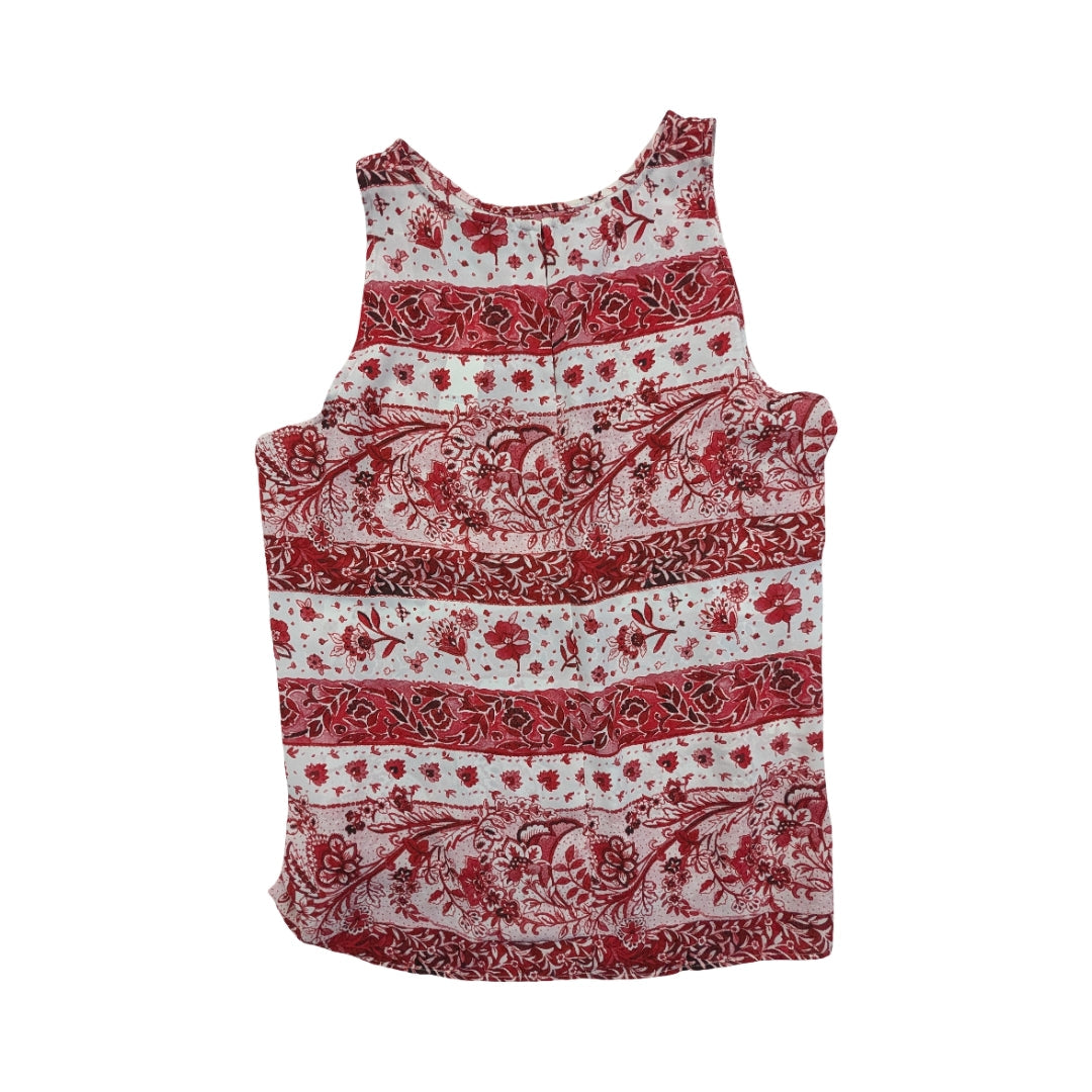 Top Sleeveless By Loft In Red & White, Size:L