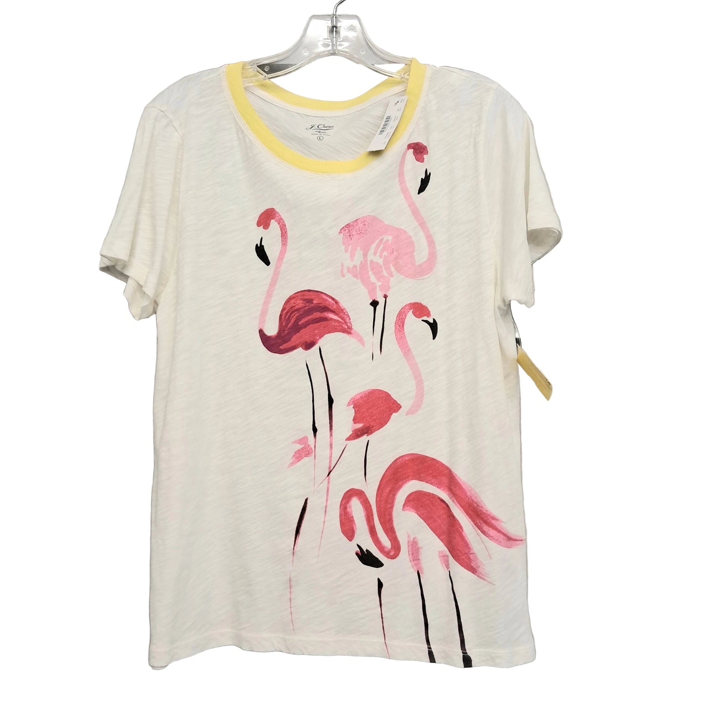 Top Ss Basic By J. Crew In Pink & White, Size:L