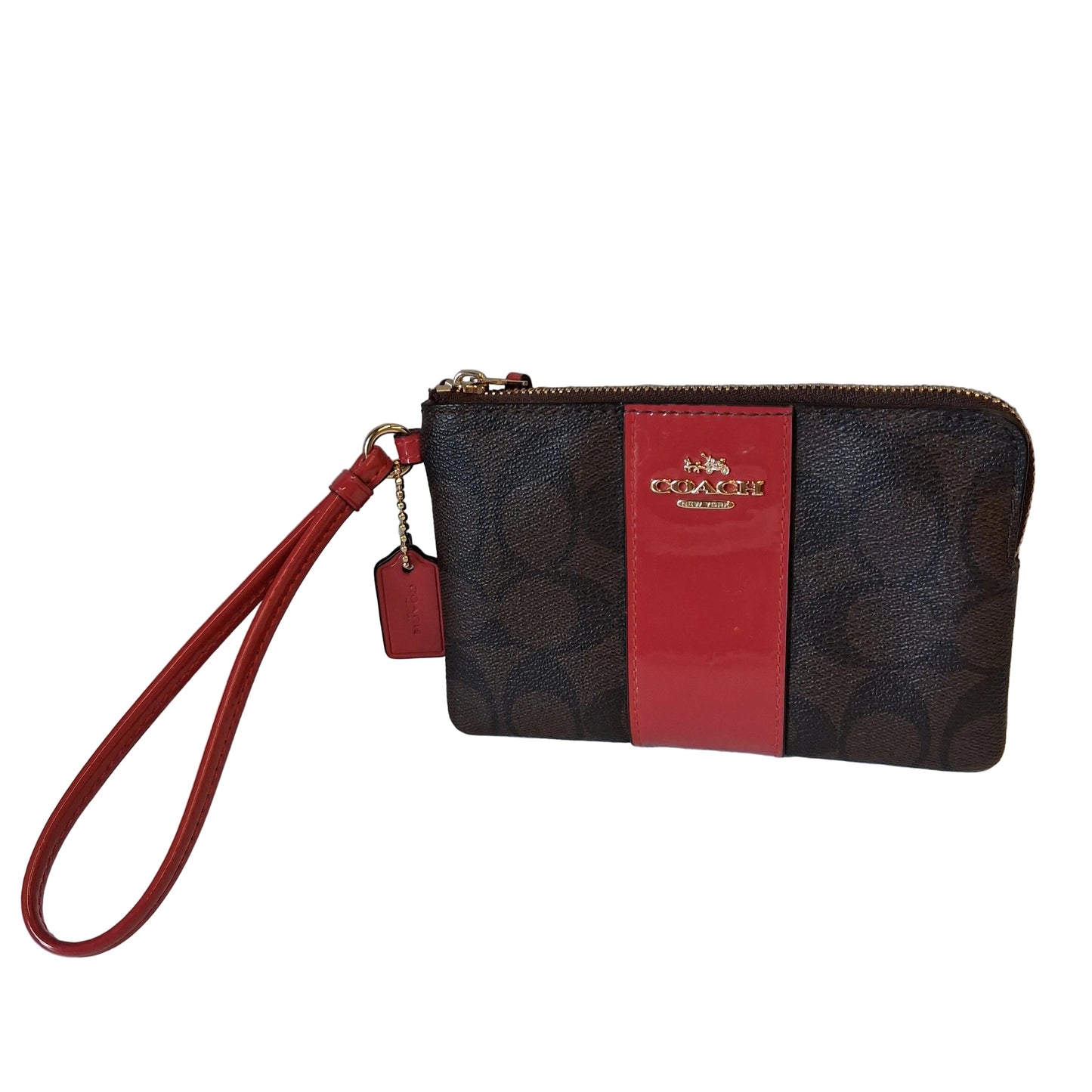 Wristlet Designer By Coach In Brown & Red, Size:Small