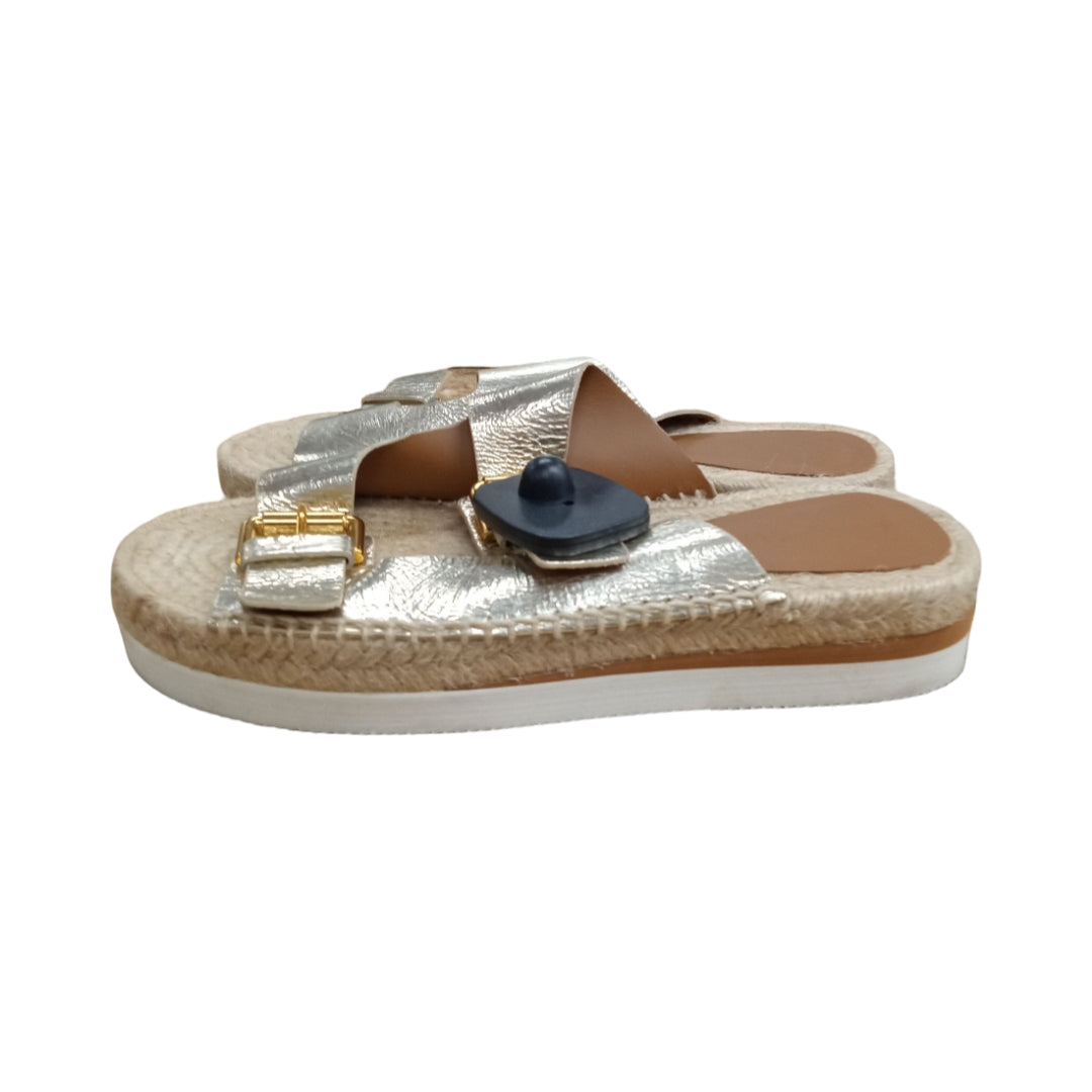Sandals Designer By See By Chloe In Gold, Size:7.5