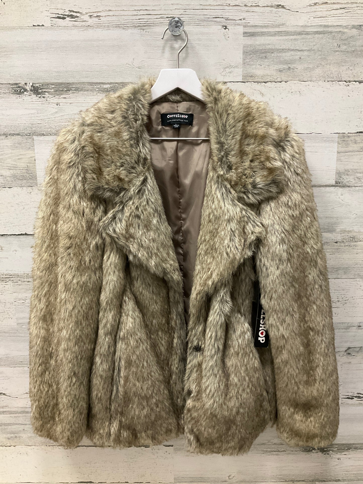 Jacket Faux Fur & Sherpa By Coffee Shop  Size: L