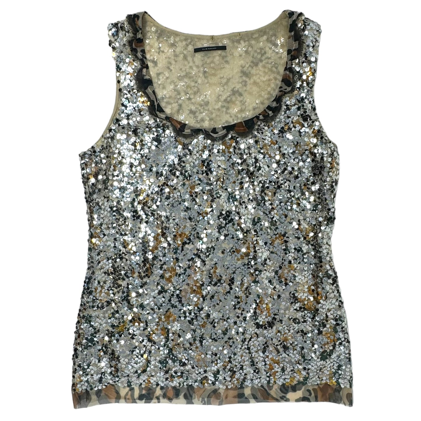 Sequin & Leoard Tulle Trim Tank Top By Elie Tahari  Size: S