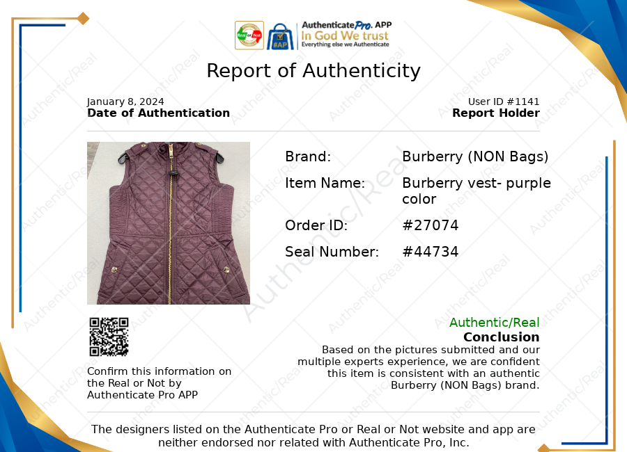 Vest Luxury Designer By Burberry  Size: S